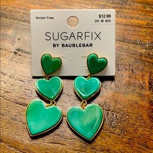 Sugarfix Baublebar Green Heart Dangle Earrings